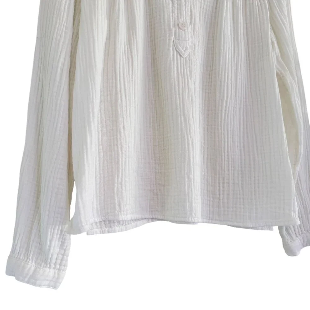 J. Crew Women's White Fresco Soft Gauze Long Sleeve Size S - Picture 4 of 11